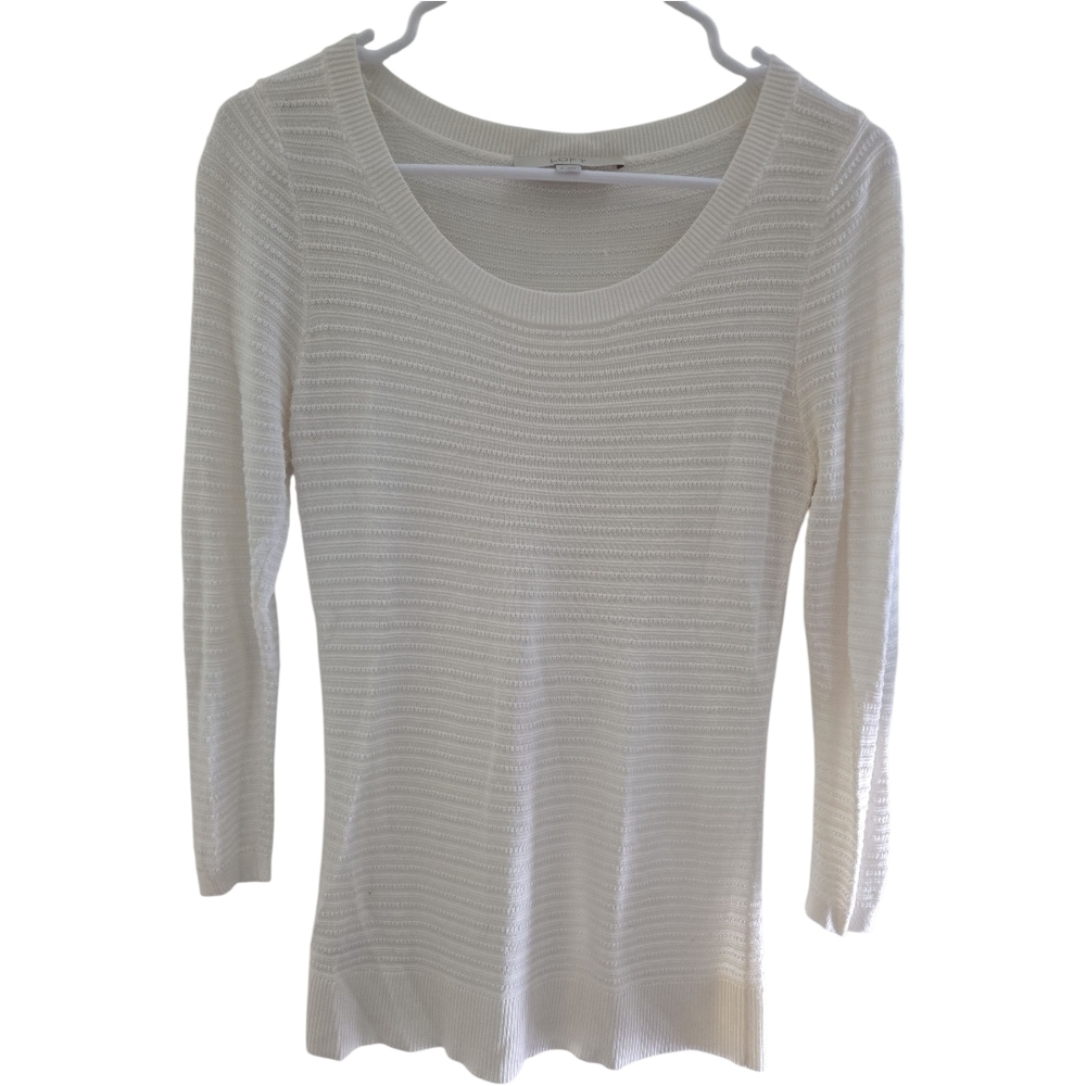LOFT White Textured Knit Sweater SZ S